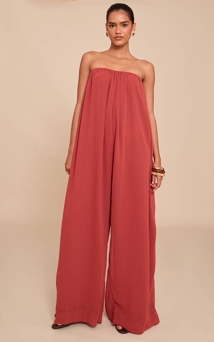 Rouille Combinaison Bouffante Bustier En Mousseline