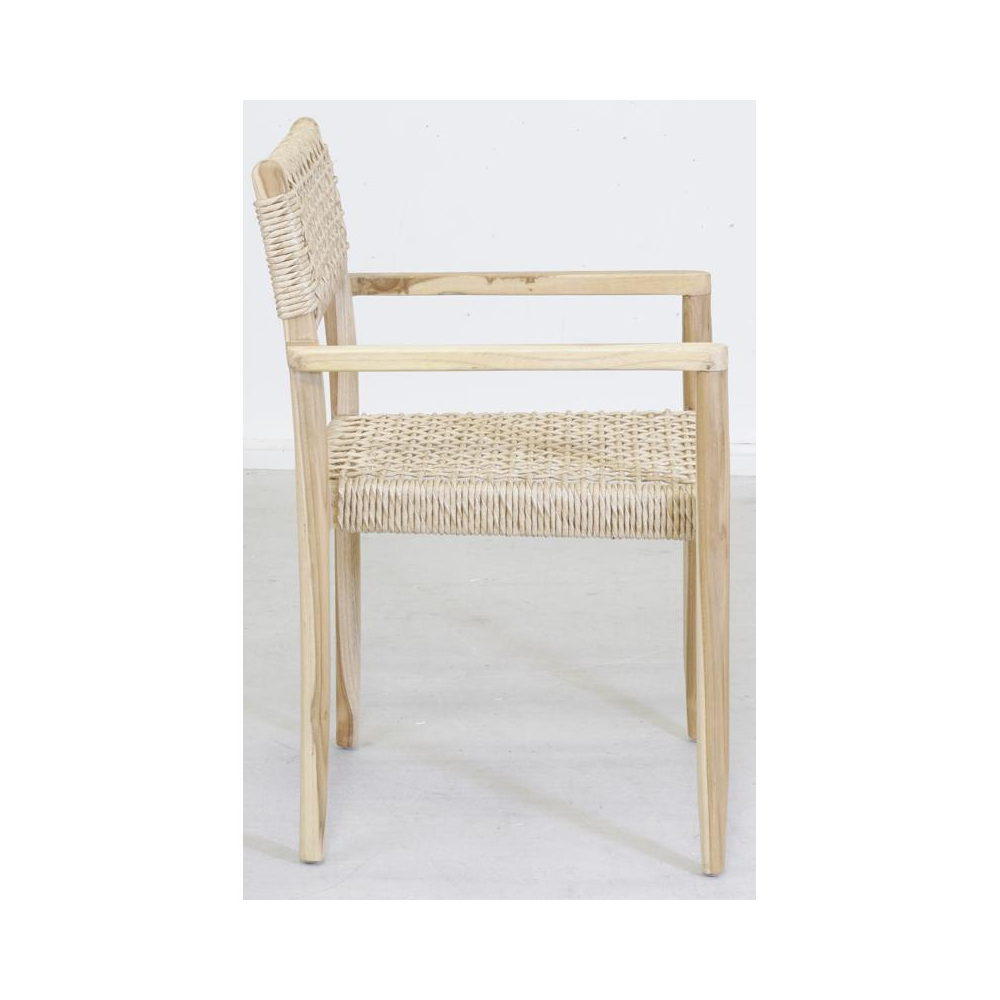 Fauteuil en teck et cannage synthétique droit
