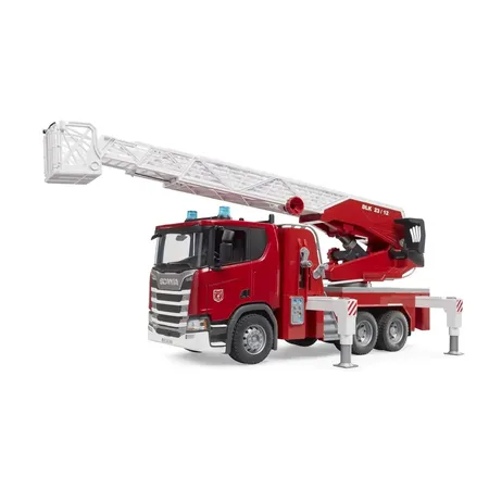 BRUDER® 03591 Scania Super 560R Feuerwehr mit Drehleiter, Wasserpumpe, L+S Modul