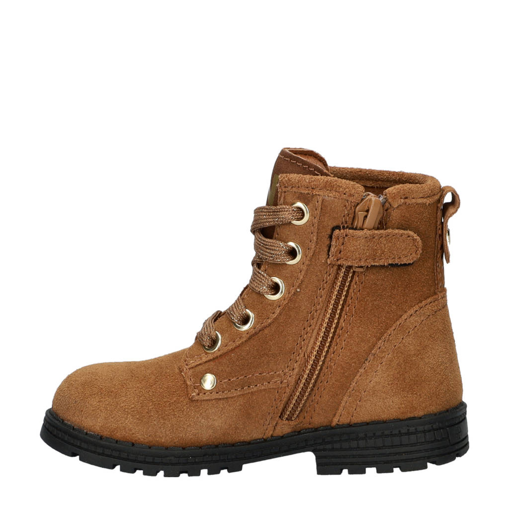 Nelson Kids suède veterboots cognac