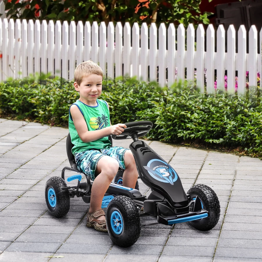 HOMCOM Go Kart mit verstellbarem Schalensitz blau, schwarz