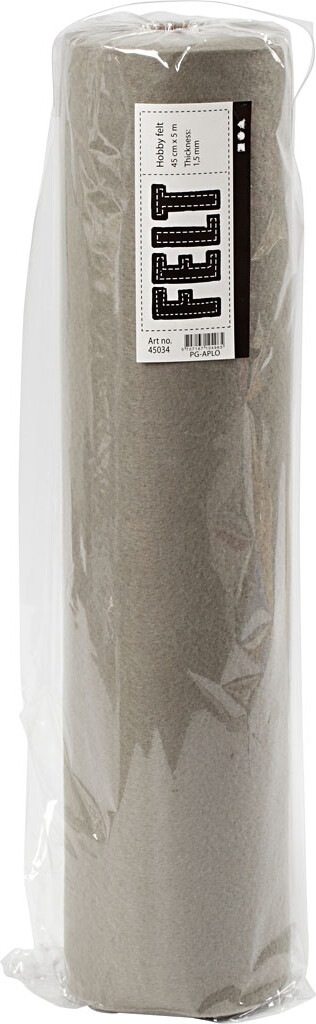 Hobbyfilt Rulle - B 45 CM - 1,5 MM - 180-200 G - Grå - 5 M