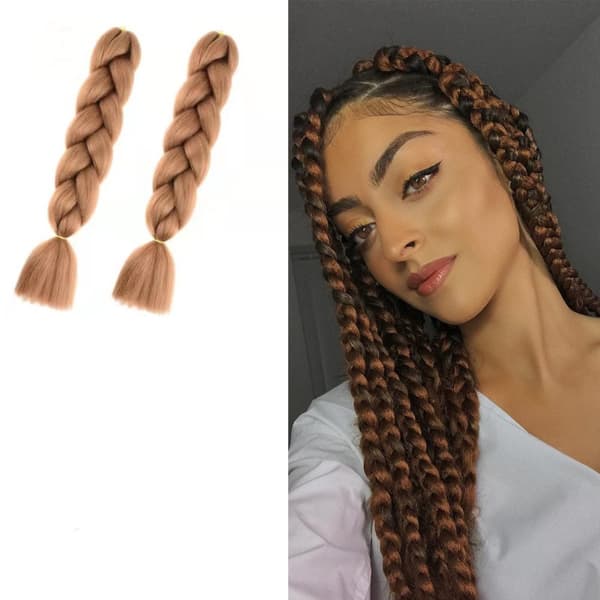 INF Jumbo braid hair extensions twist flette hår Mørkebrun