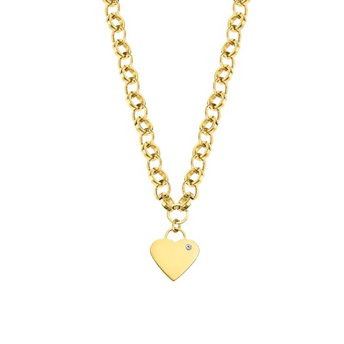 Collier femme Lotus pendentif coeur acier doré