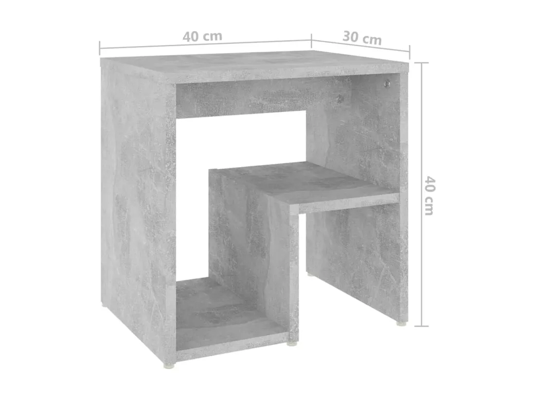 Tables de chevet 2 pièces Gris béton 40x30x40 cm Aggloméré
