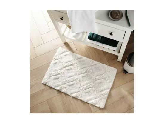 Tapis de Bain 50 x 80 cm Ikatis Blanc/Blanc - Coton Jacquard