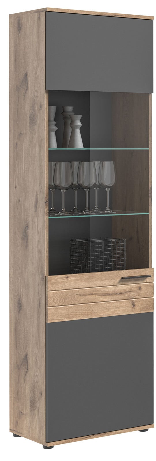 Vitrine Mason Grau/Braun 57x200x37 cm