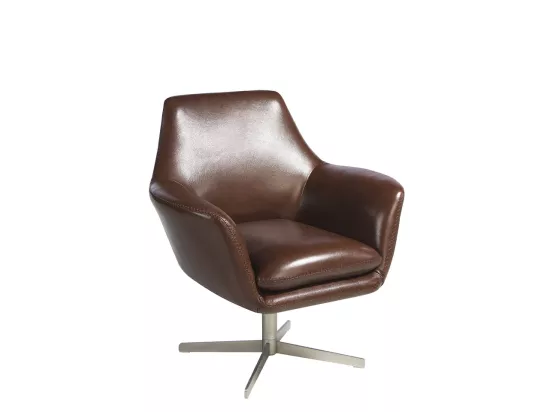 Fauteuil pivotant en cuir et acier poli 5093 ANGEL CERDA