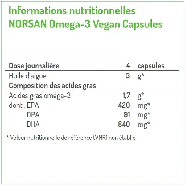 Norsan Omega-3 Vegan 1700mg Óleo de Algas 80 cápsulas