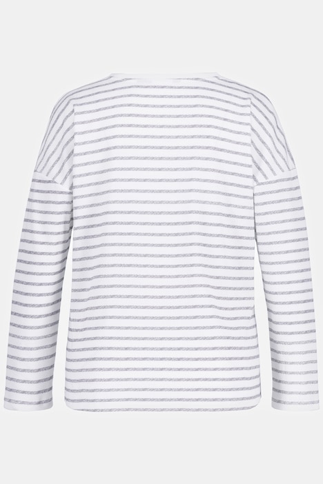 Loungewear-Shirt, Piqué, Ringel, Oversized, Rundhals