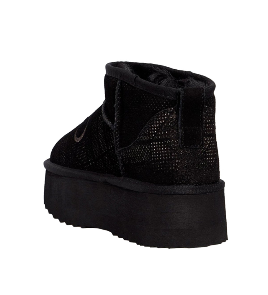 Botas de tornozelo Liu Jo em couro, modelo Jane 01, pretas - Plataforma de 5 cm -