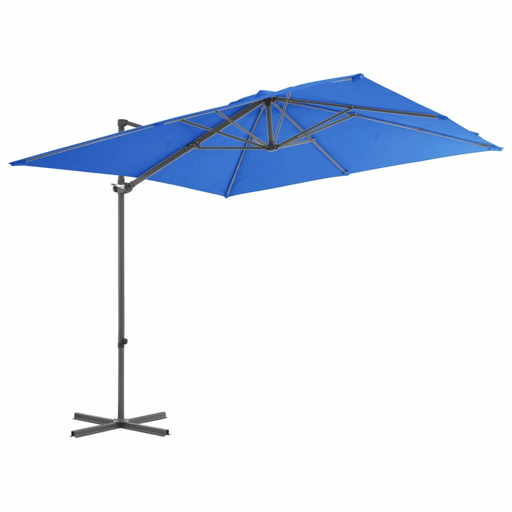 Parasol déporté avec mât en acier 250 x 250 cm bleu azuré