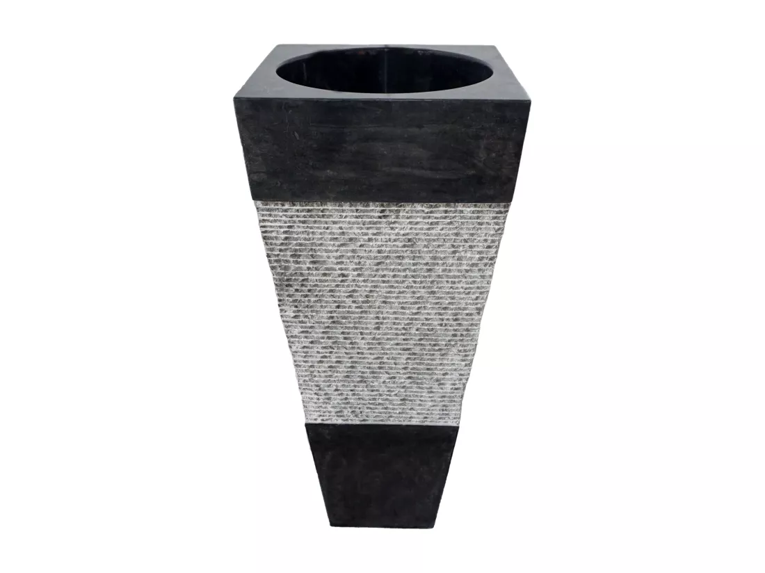 Vasque sur pied en marbre MIDO - Couleur Noire et grise