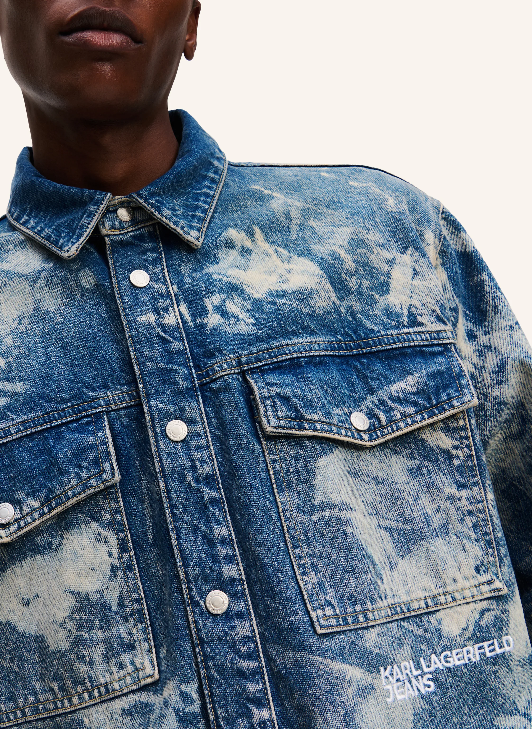 KARL LAGERFELD JEANS BLEACHED DENIM OVERSHIRT