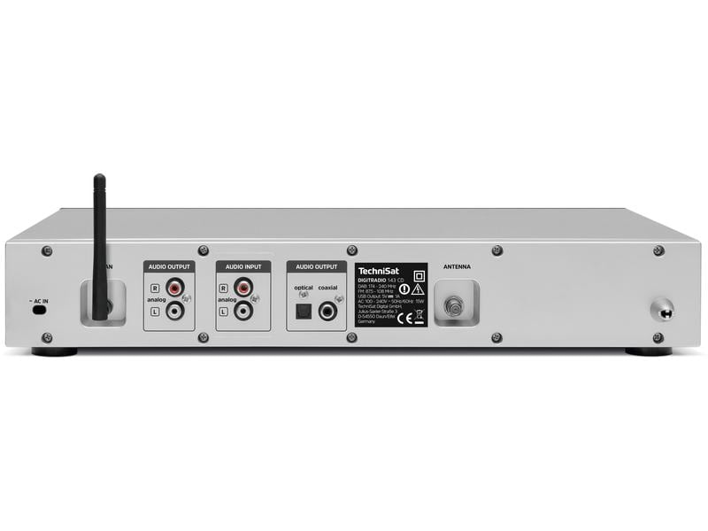 Technisat Radio-Tuner DigitRadio 143 CD V3 Silber HiFi-Komponente für DAB Empfang mit Streaming-Funktionen und CD-Player