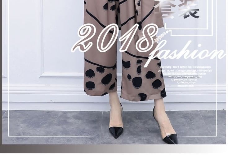 Metticus - Set: Kort mouw print lang shirt + wijde broek