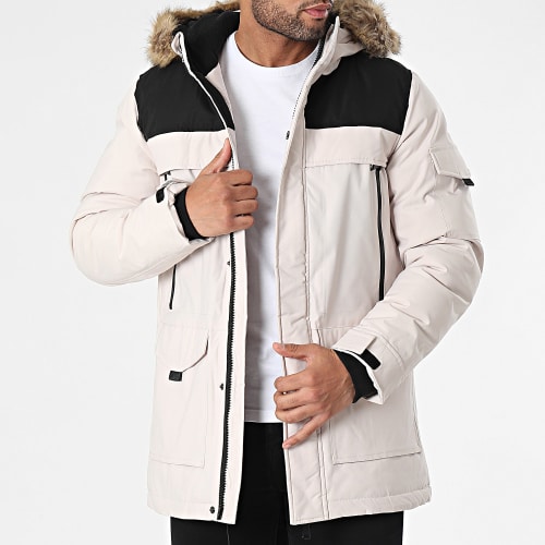 Parka Capuche Fourrure Beige