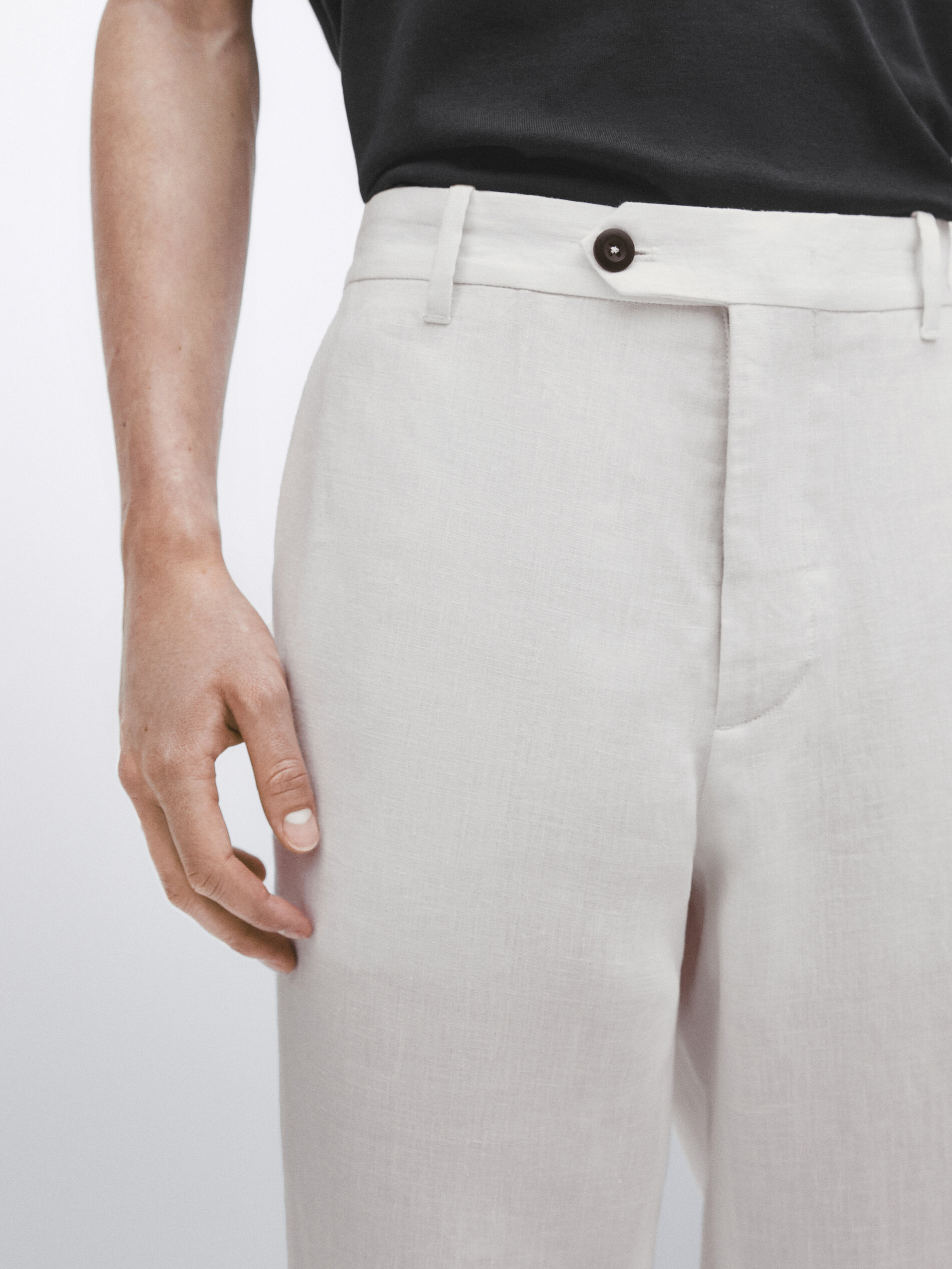 Calça reta 100% linho - Studio - BRANCA