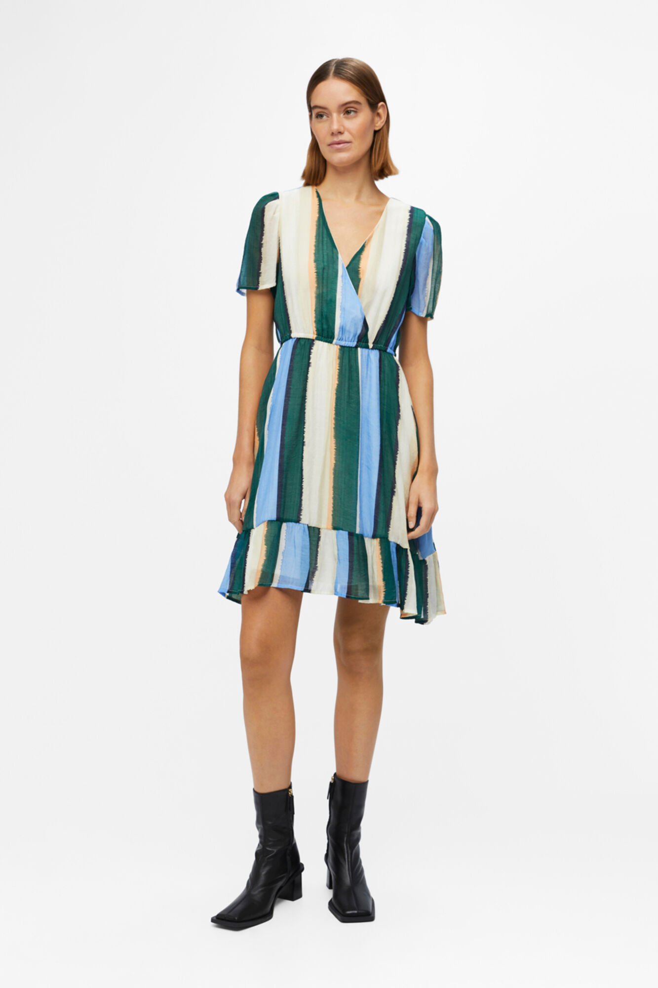 Vestido curto envelope - Verde