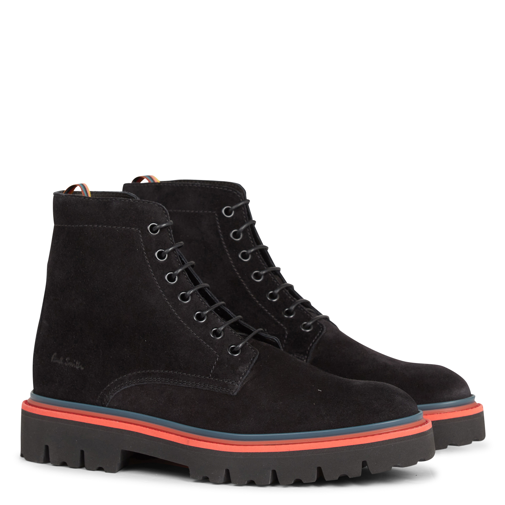 Bottines à lacets en cuir velours| Noir