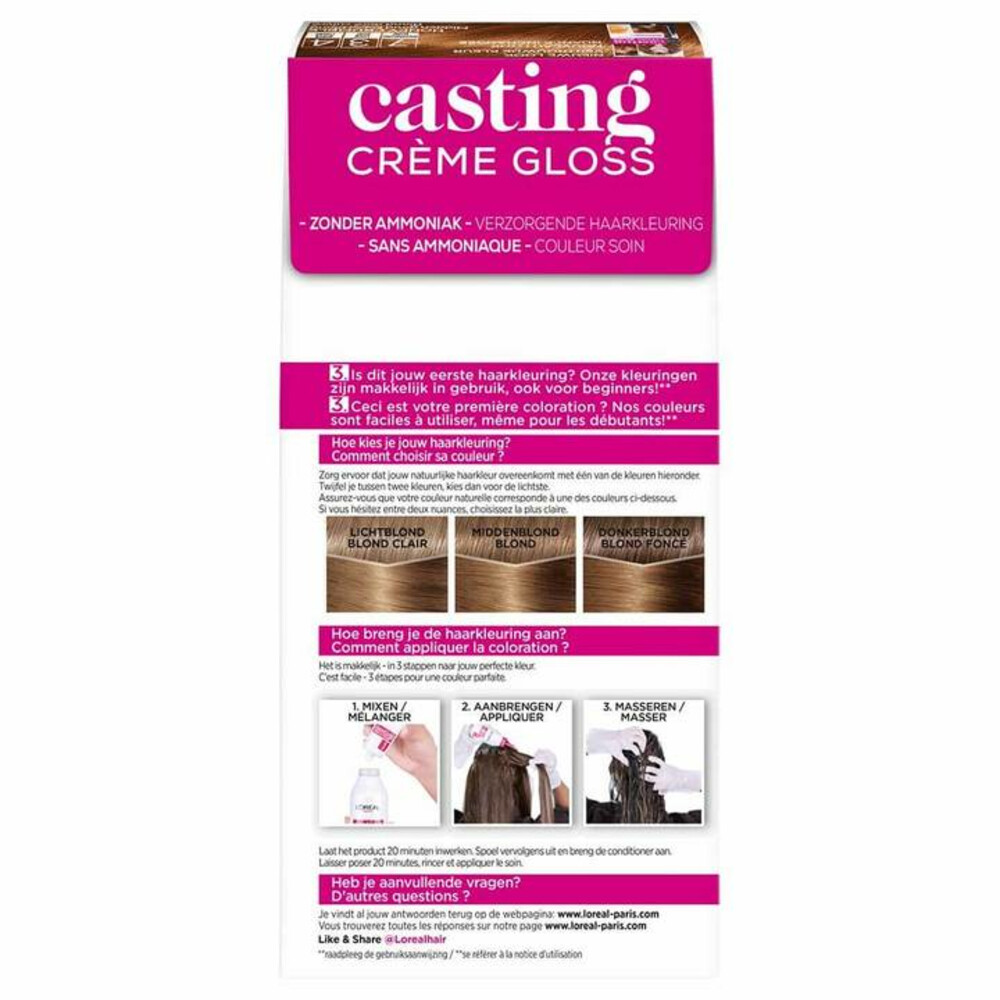 L'Oréal Casting Crème Gloss Semi-Permanente Haarkleuring 734 Honey Crumble - Midden Goud Koperblond
