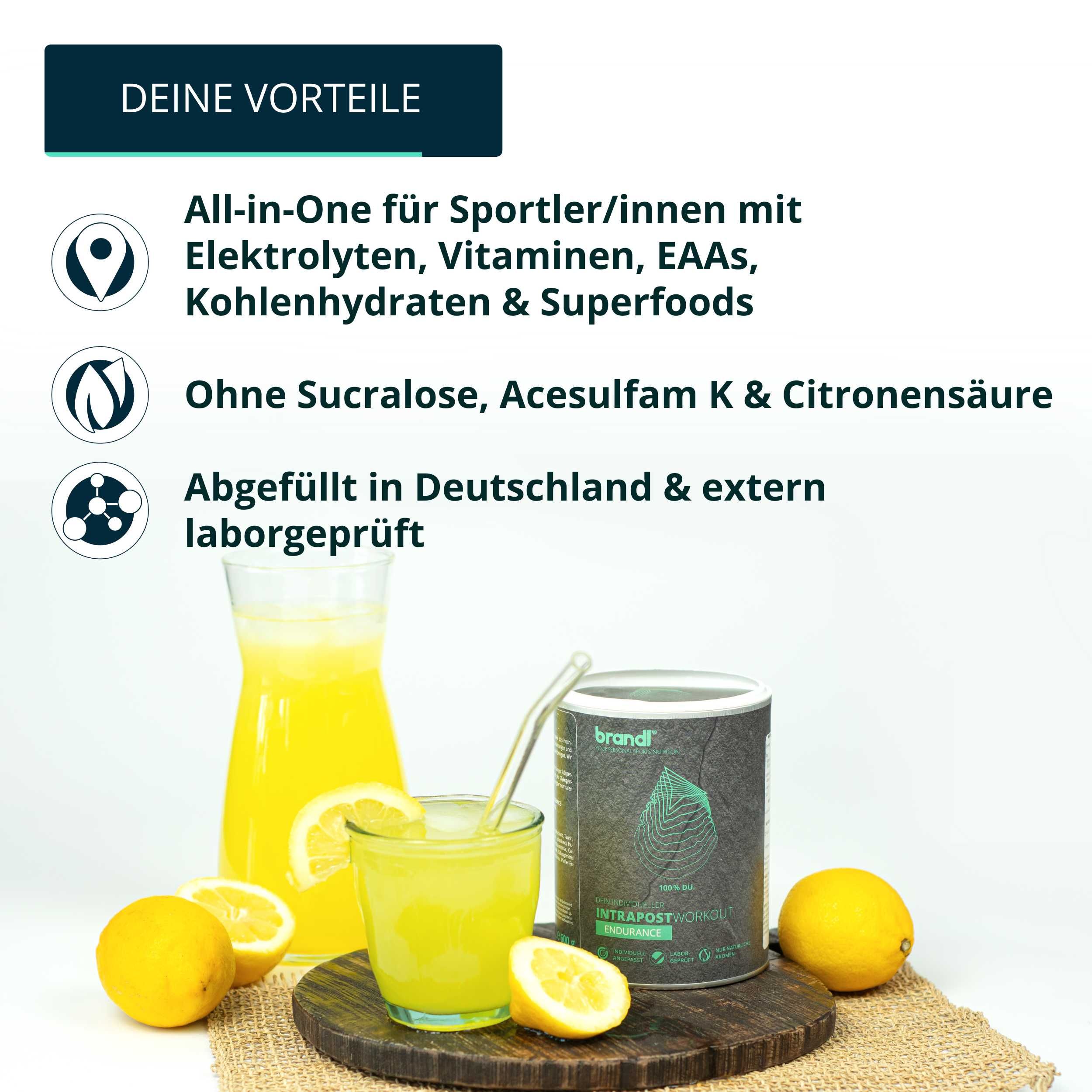 brandl® Ausdauer-Drink Elektrolyte (Mineralien) | Isotonisches Getränk | EAAs-Pulver & Superfoods
