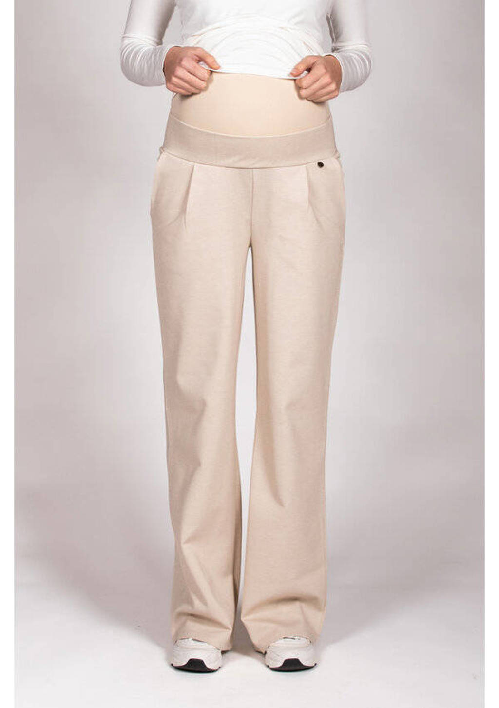 LOVE2WAIT low waist wide leg broek beige