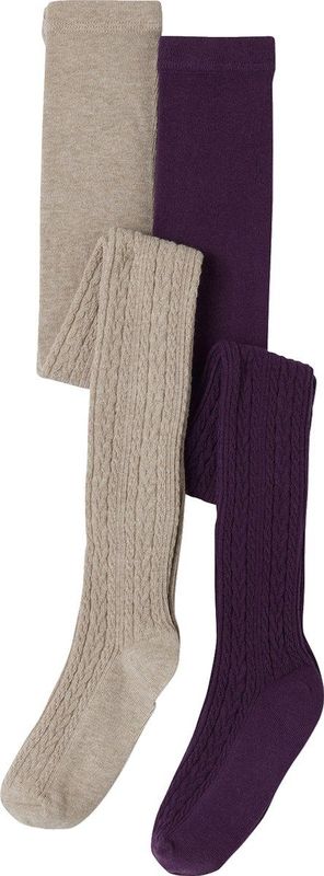 Vertbaudet Set van 2 Gebreide Maillots - Effen Panty's - Kabelsteek - Katoenmix