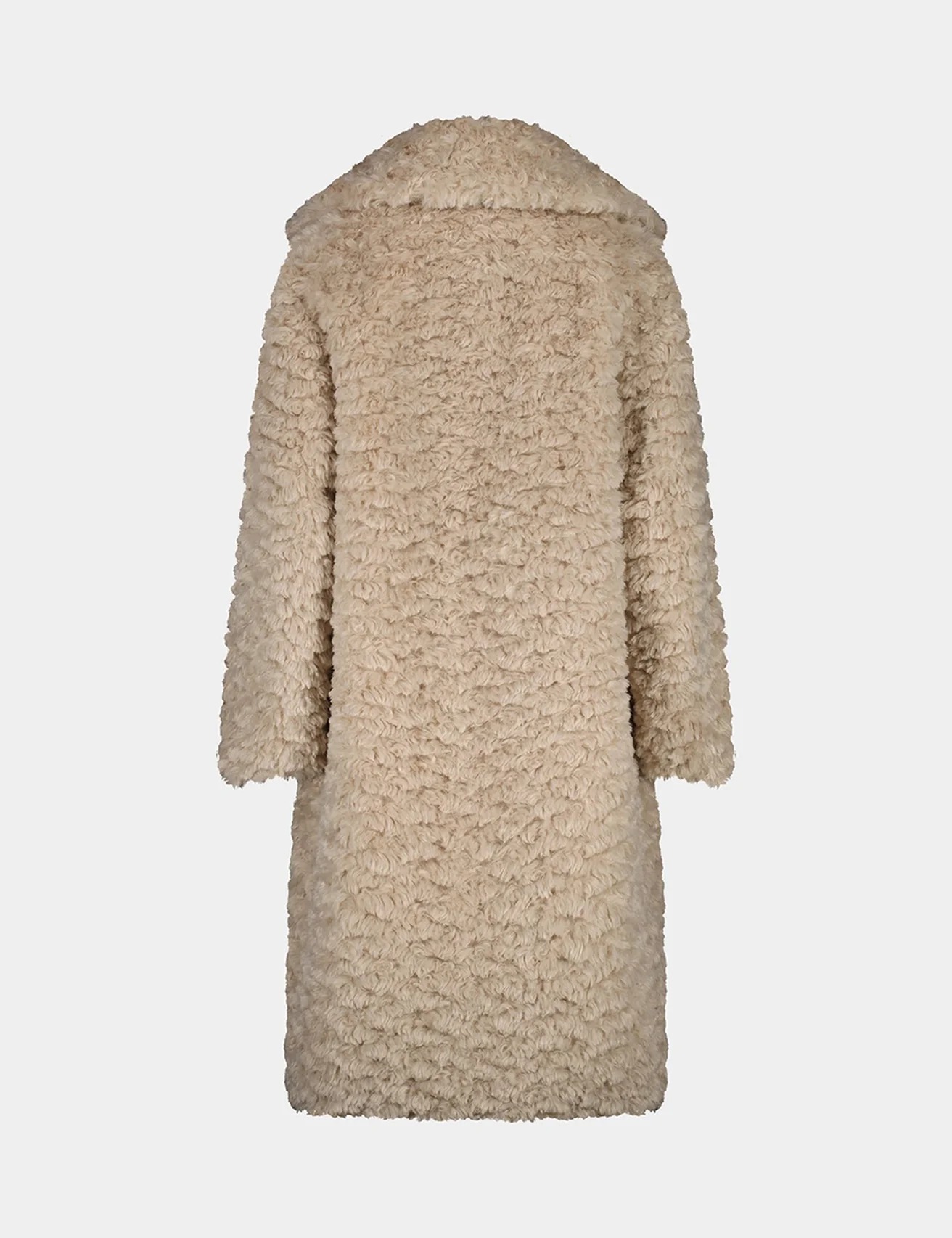 Manteau long à poils doux crème