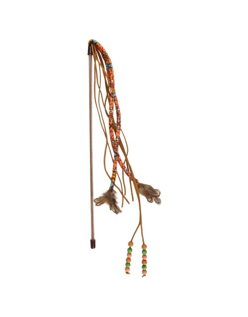 Flamingo Indy Hengel Met Kralen - Kattenspeelgoed - 50x13x560 mm Beige Oranje Turquoise