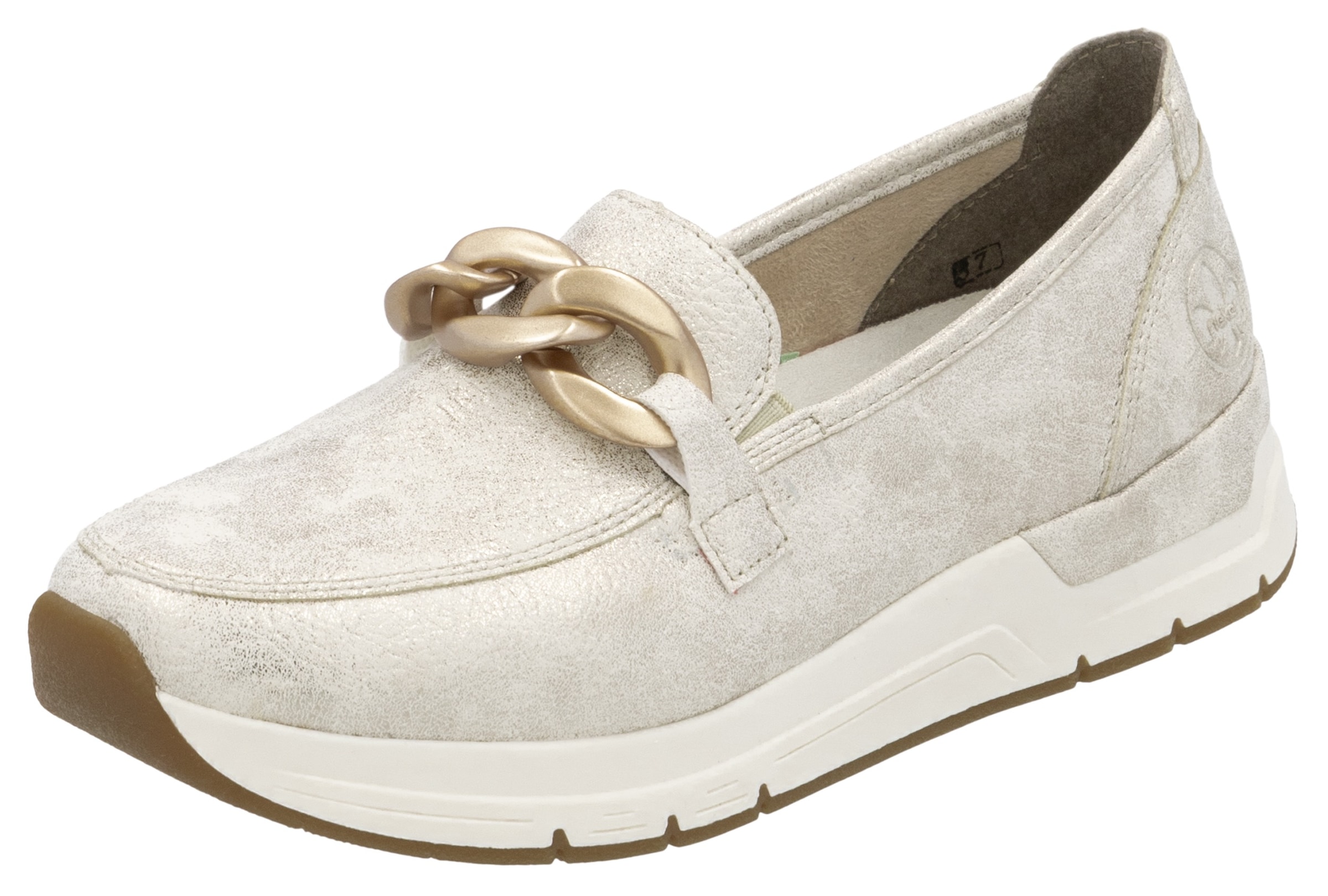 Rieker Loafer  , Slipper, Slip-on Sneaker, Halbschuh mit modischer Zierkette