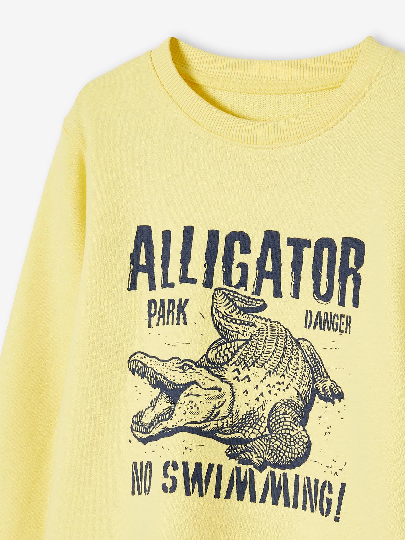 Moletom amarelo claro estampado com gola redonda para meninos