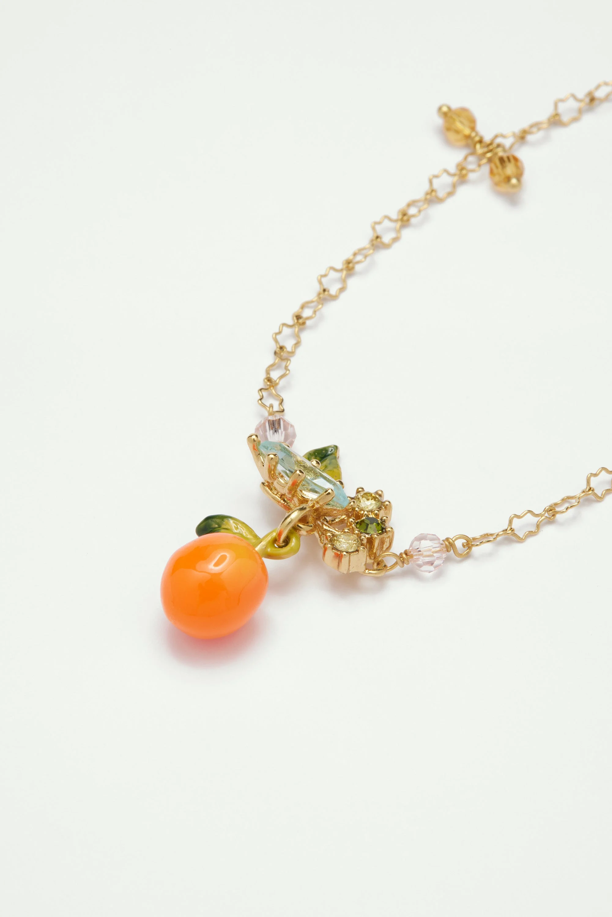 Bracelet fin orange et petites feuilles | Orange