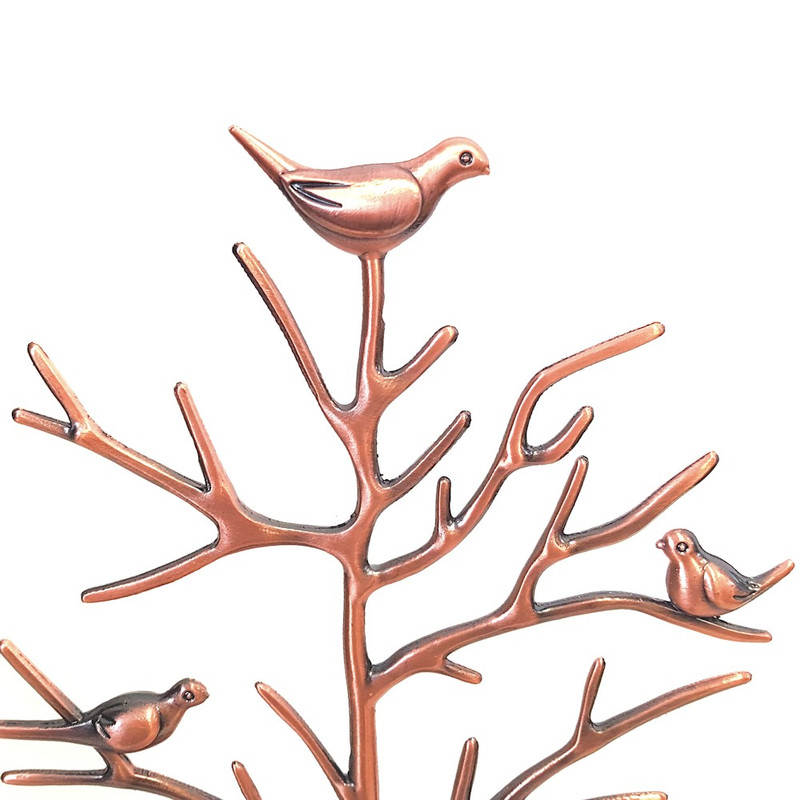 Porte bijoux arbre métal oiseaux Cuivre