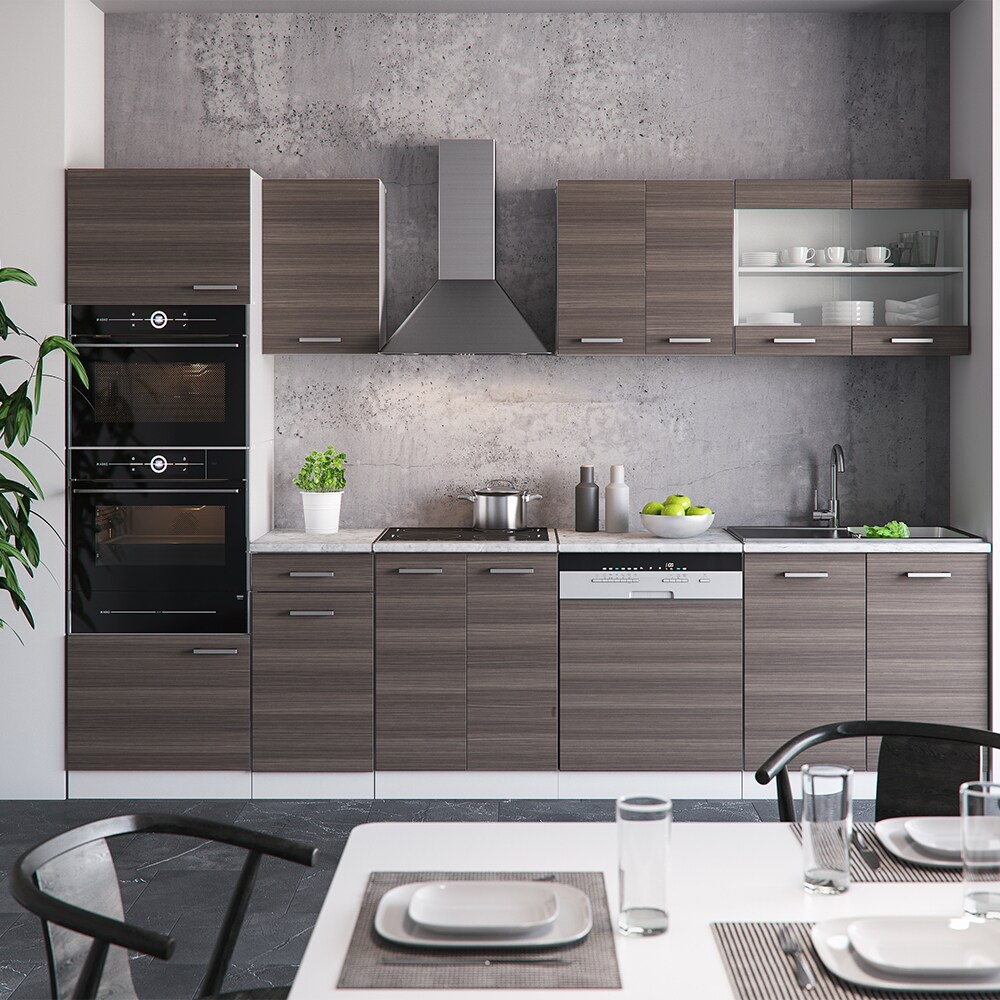 VICCO KÜCHE R-LINE 300 CM KÜCHENZEILE KÜCHENBLOCK EINBAUKÜCHE – EDELGRAU