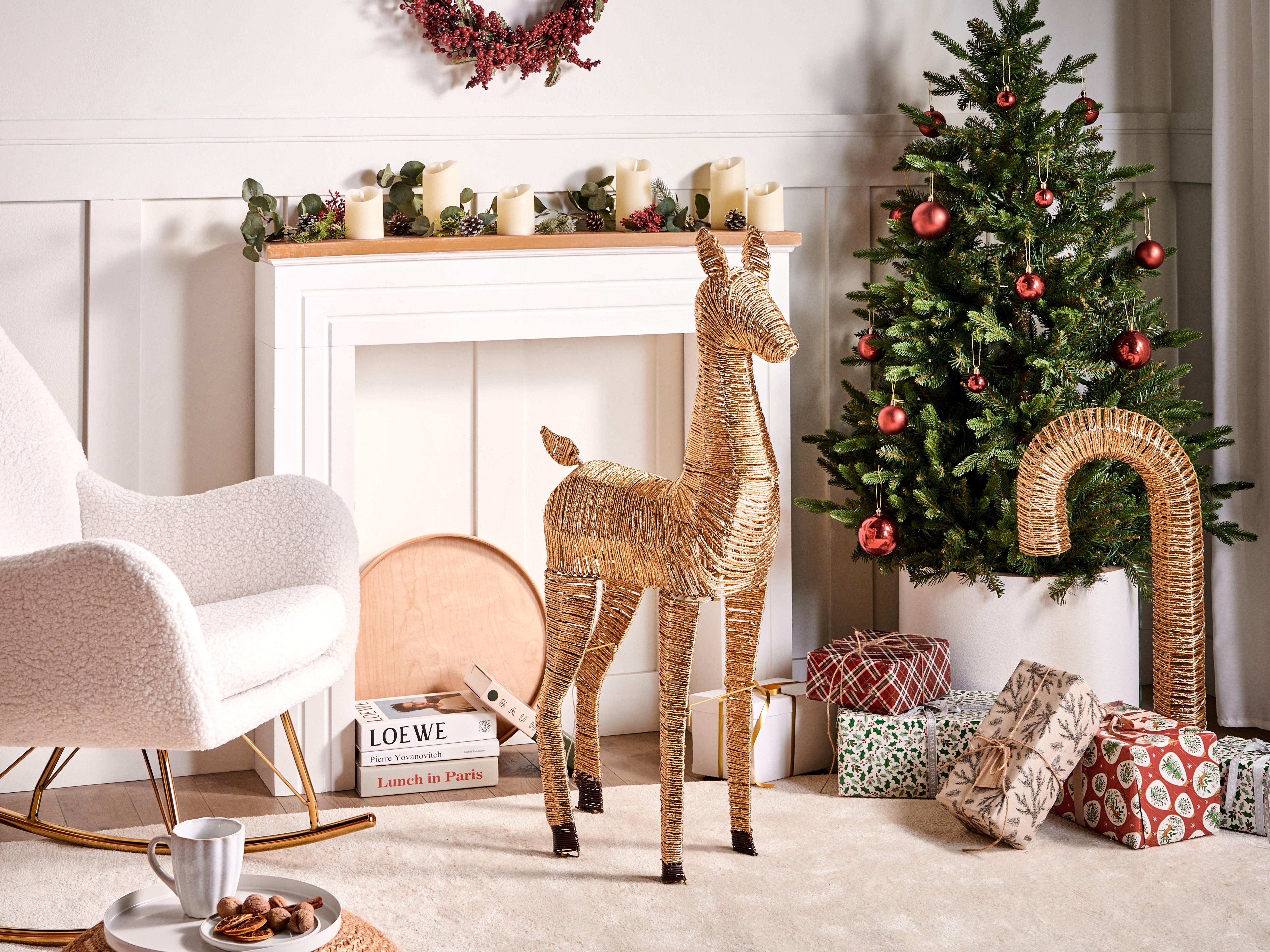 Kerstdecoratie LED AKUREYRI Rendier 110 cm Goud