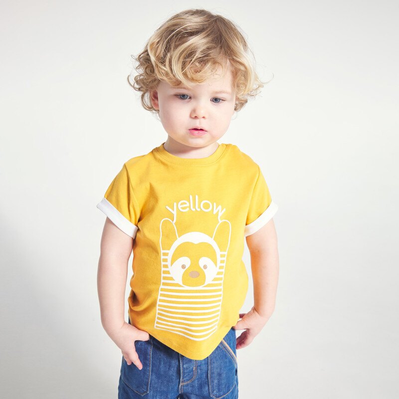 T-shirt ludique couleur jaune bébé garçon Jaune