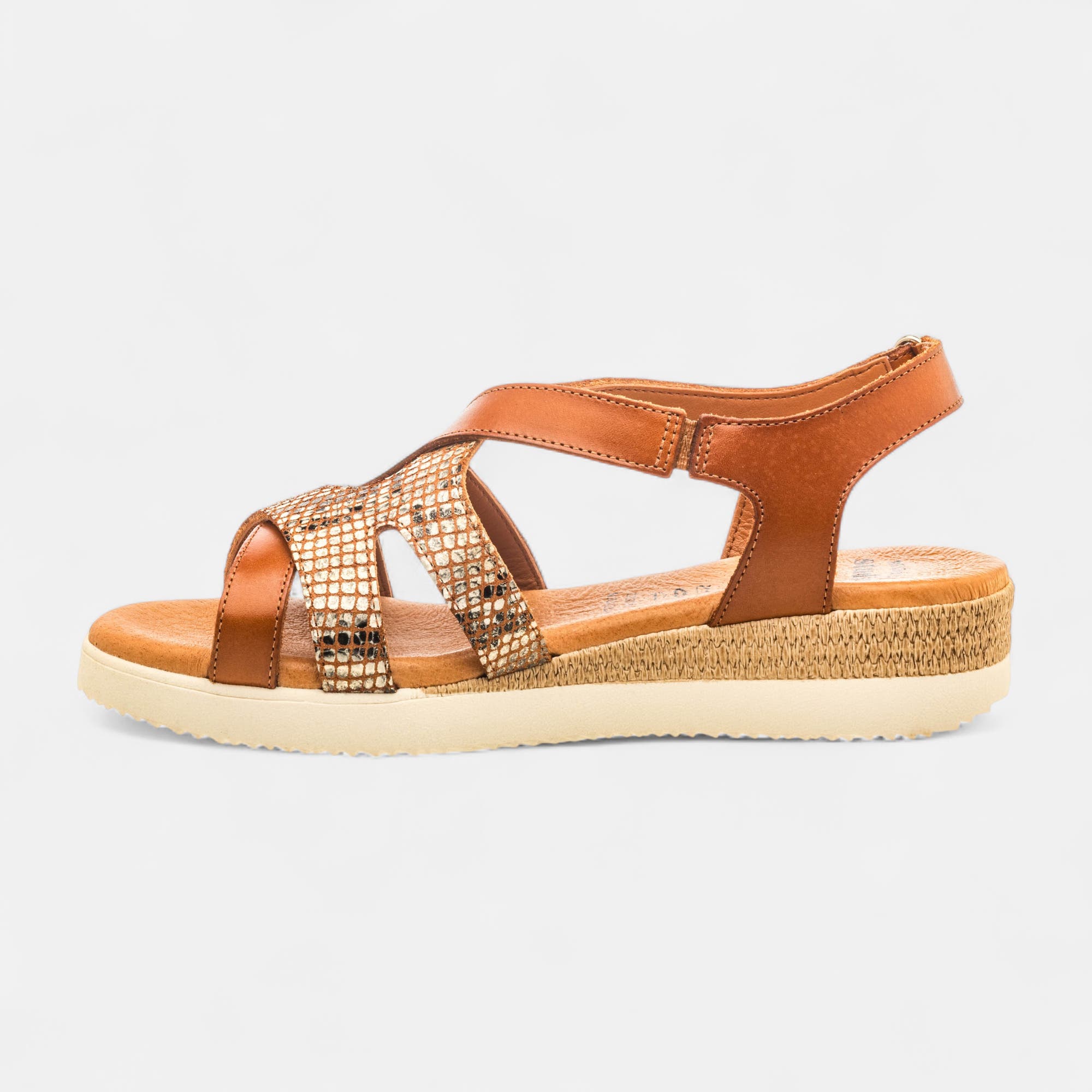 Sandales Femme en cuir cognac