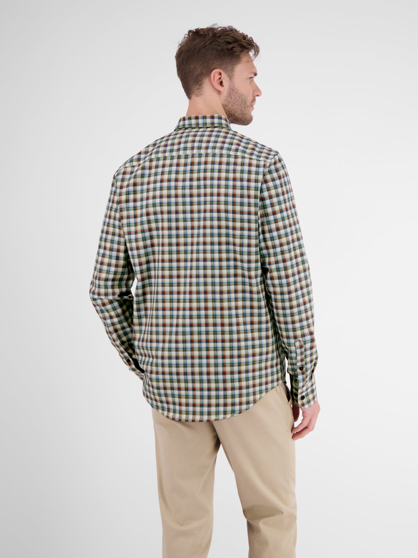 Langarmhemd , kariert, verdeckter Button-down-Kragen