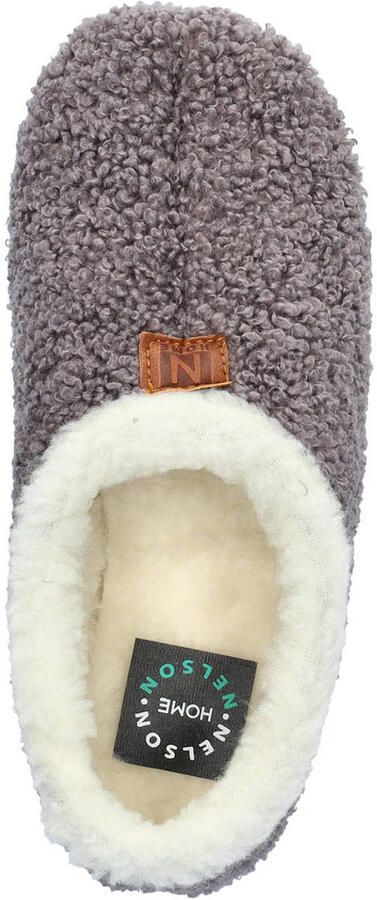 Nelson Home teddy pantoffels donkergrijs