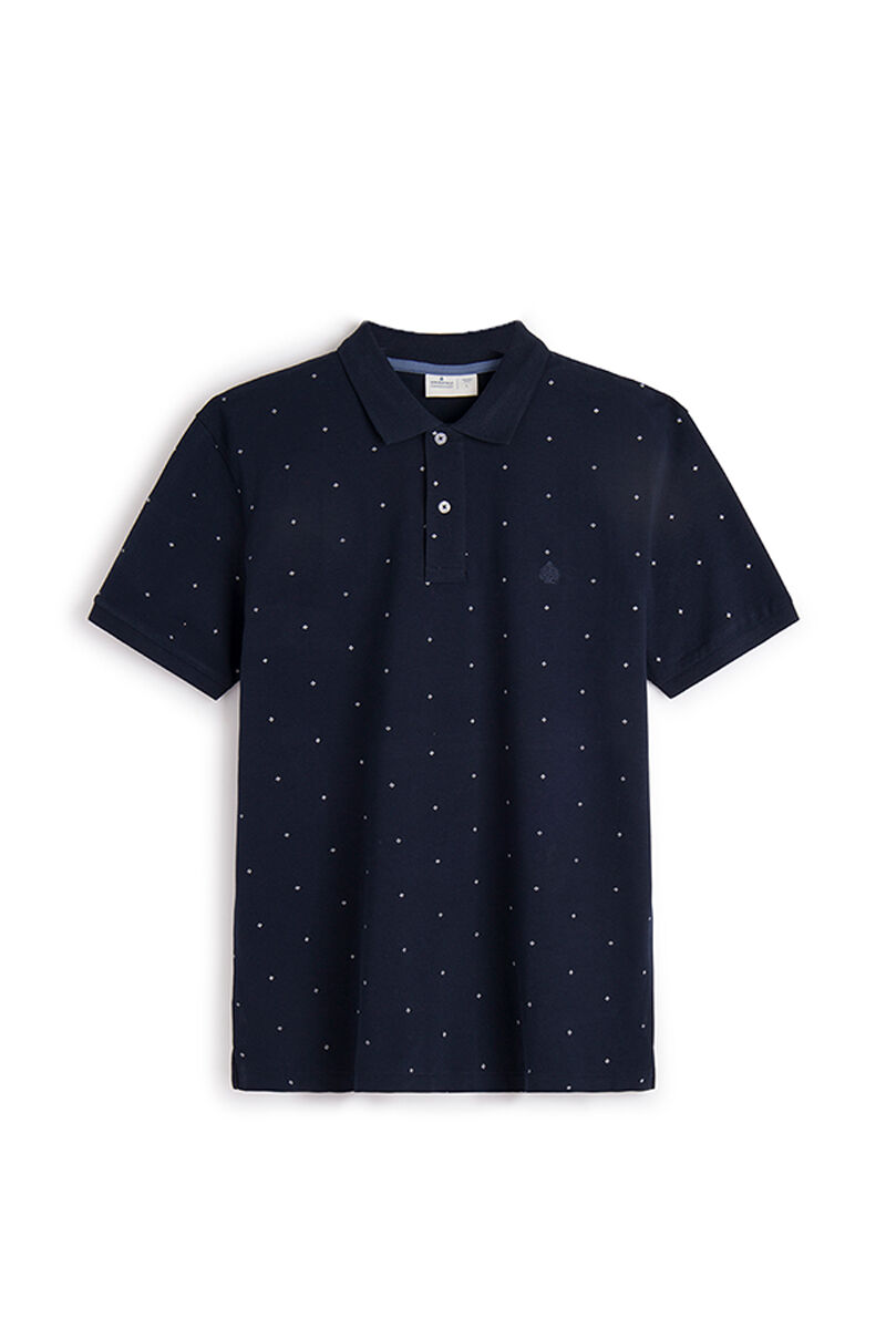 Polo piqué estampado todo - azul marinho