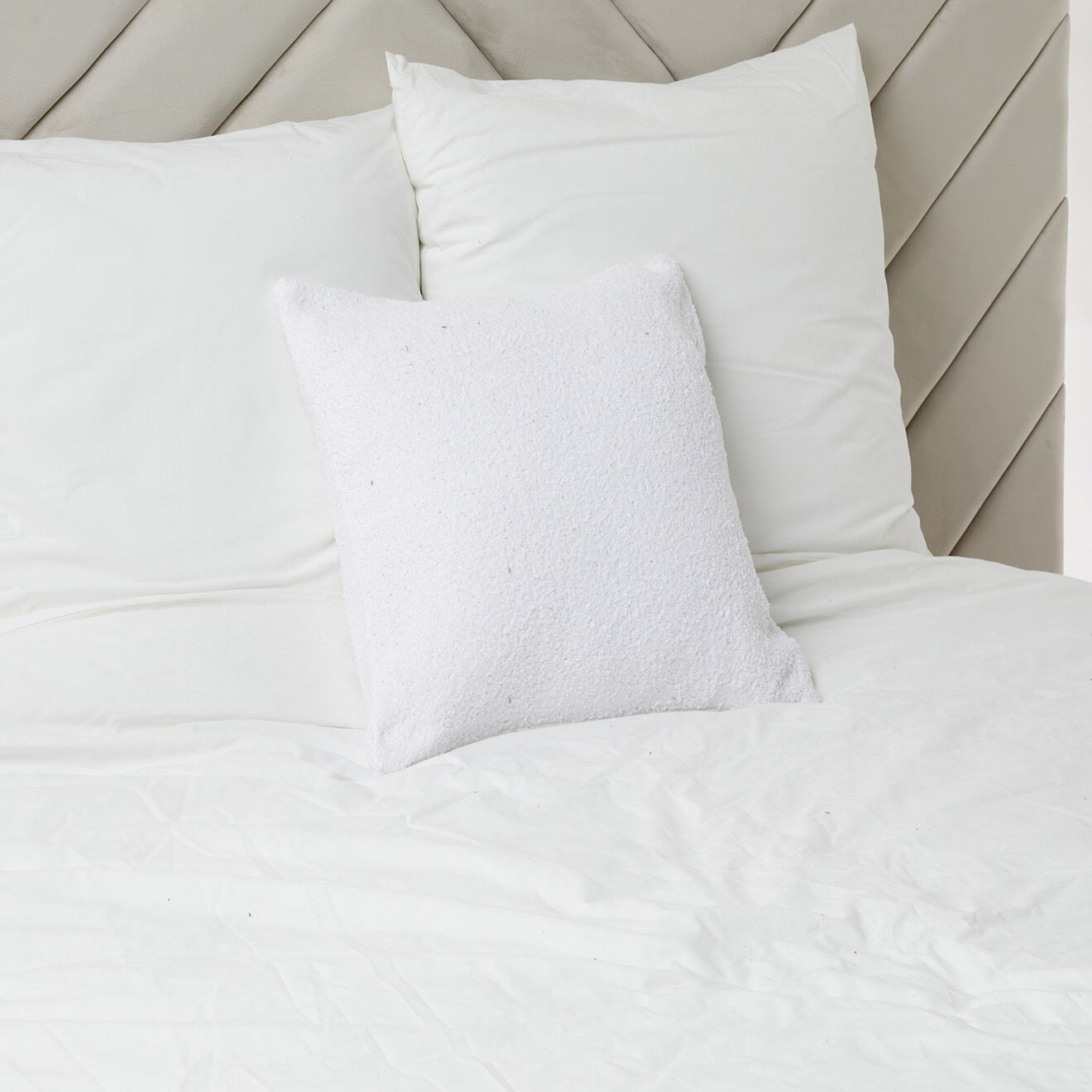 Haomy Housse de coussin bouclette Erode blanche - 45x45 cm
