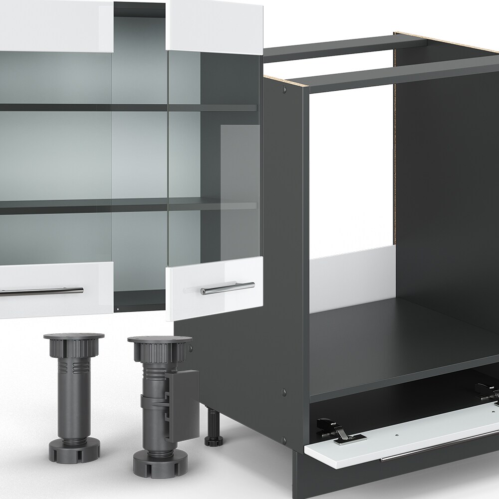 Vicco Küche Fame-Line 300 cm Küchenzeile Küchenblock Einbau Weiß Hochglanz