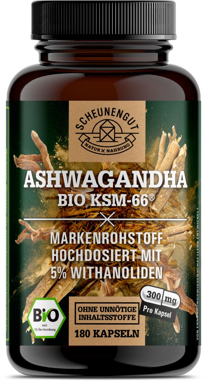 Scheunengut® BIO Ashwagandha KSM-66 | Markenrohstoff mit mindestens 5% Withanolide