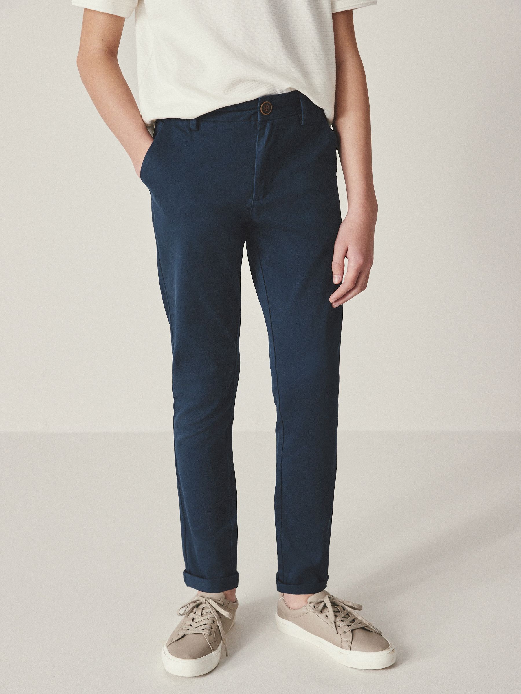 French marineblauw - Stretchy chino's (3-17jr)