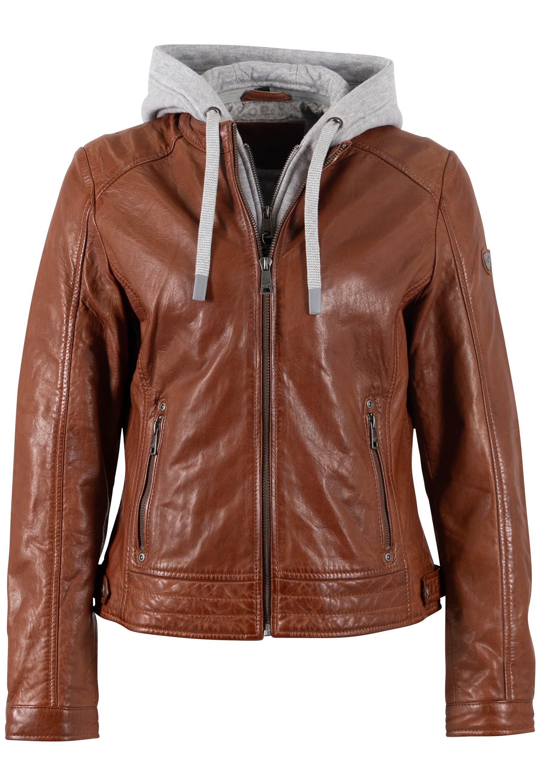 Mauritius Lederjacke »MWAleni« mit Kapuze mit Jerseykapuze und Stehkragen