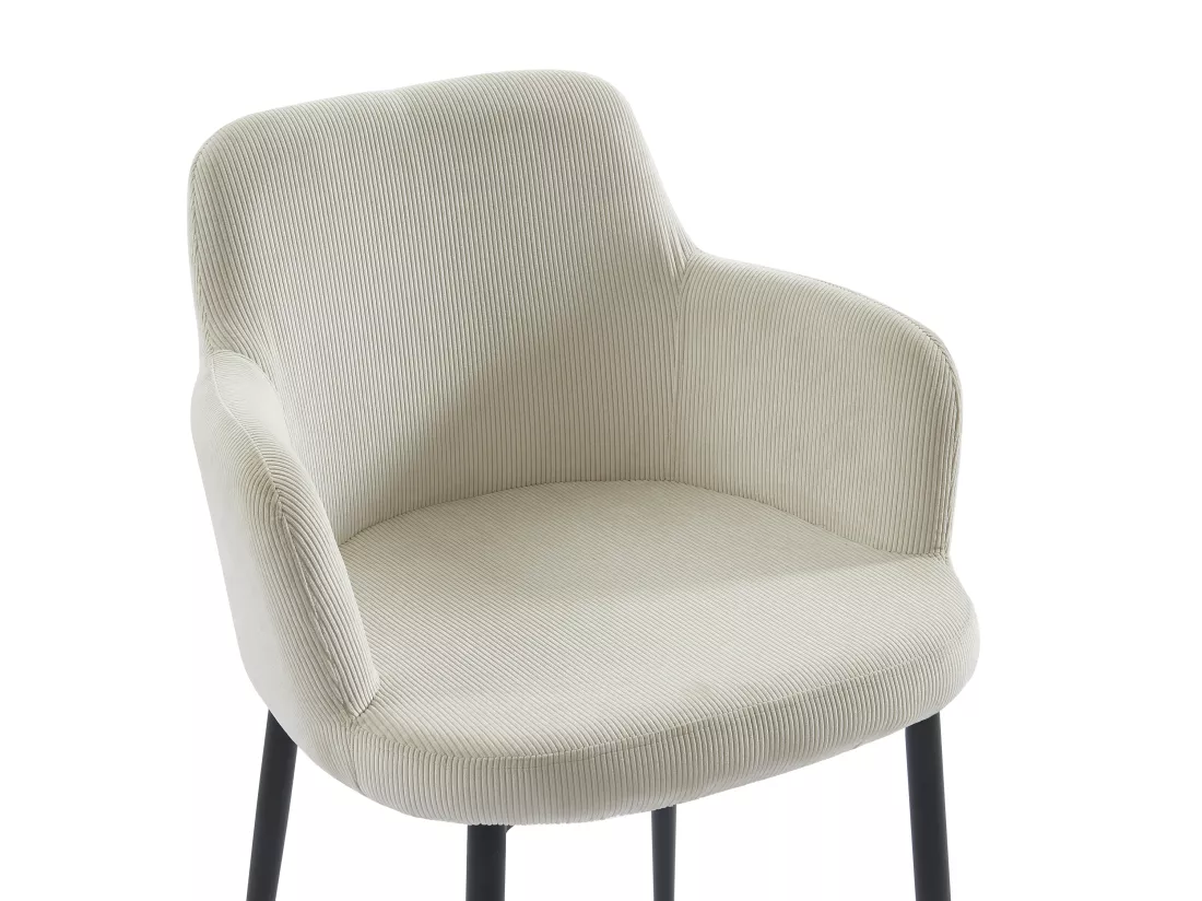 Lot de 2 chaises en velours côtelé et métal - Crème - CELOLA de Pascal MORABITO