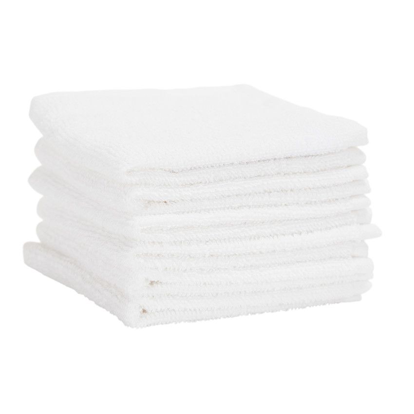 Lot de 6 débarbouillettes éponge 25 x 25 cm - Blanc