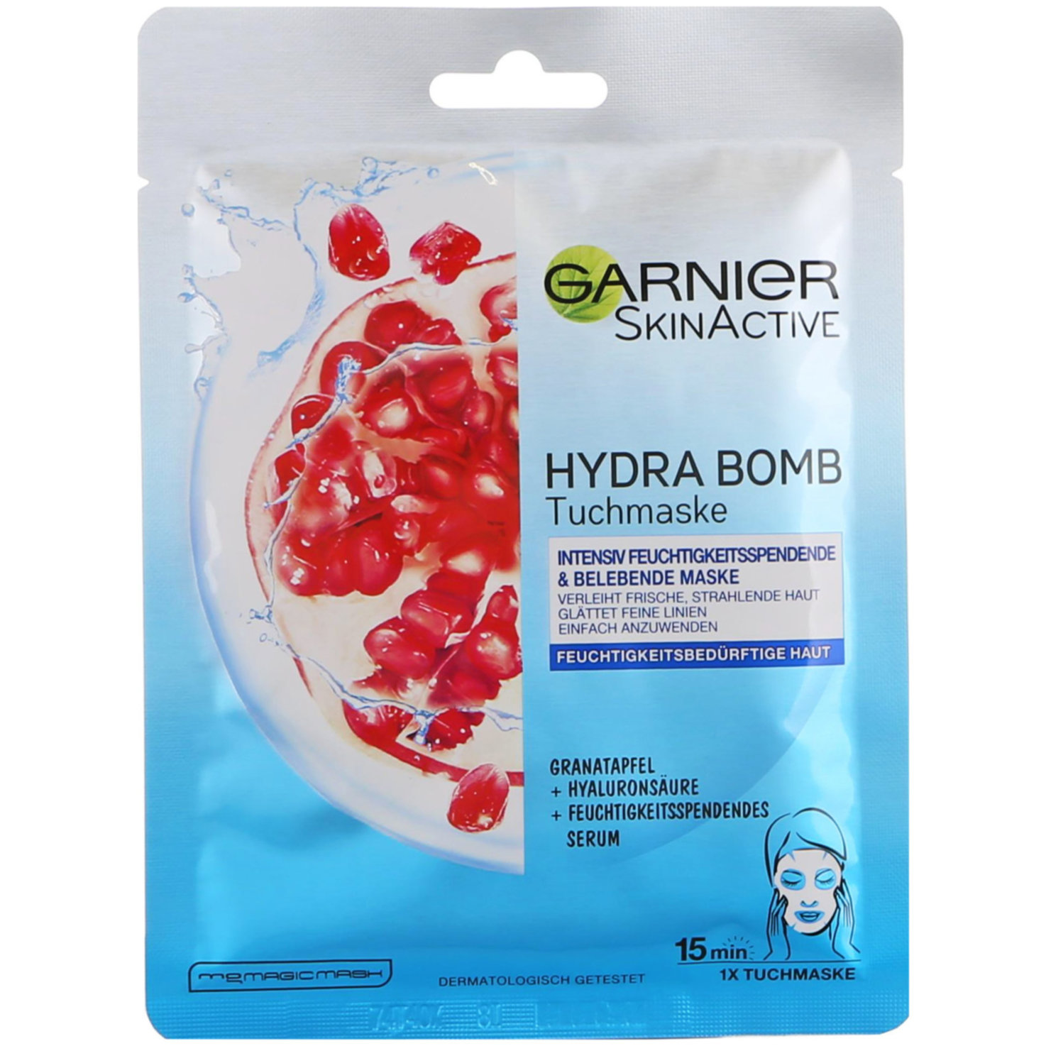 Garnier Hydra Bomb Tuchmaske Intensiv Maske Granatapfel