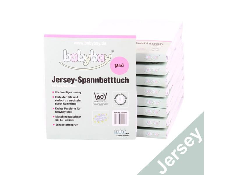 babybay Fix-Leintuch Maxi/Boxspring 89 x 50 cm, Weiss Jersey Spannbetttuch Deluxe